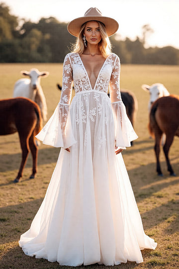 Corset White A Line Wedding Dress with Appliques